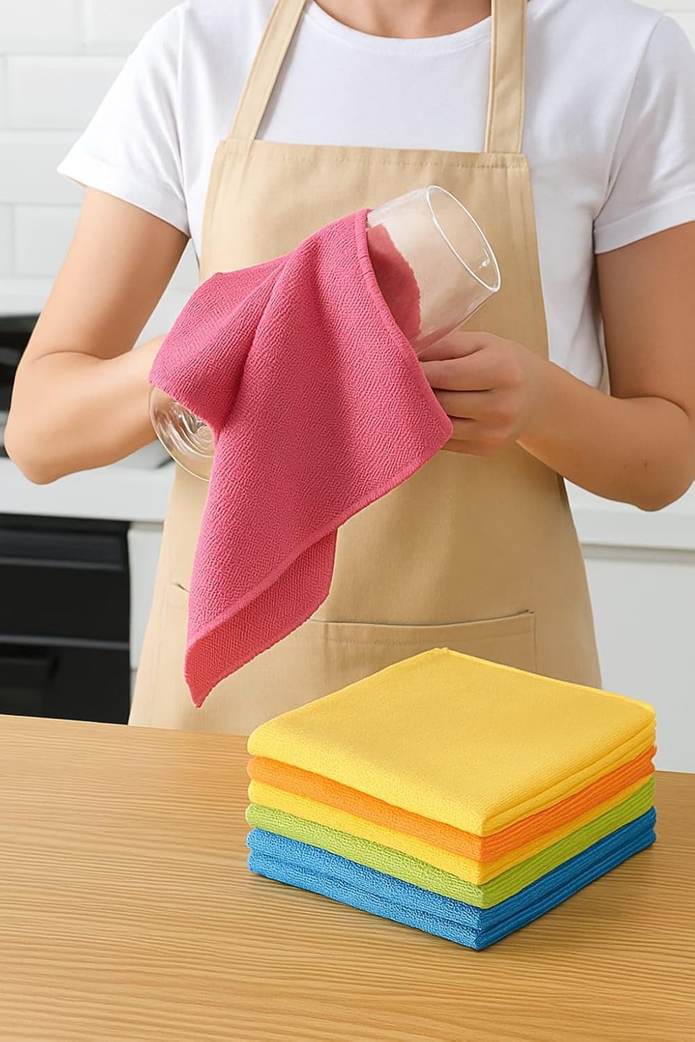 Microfiber Cleaning Cloths, 12 Pack, 6 Mixed Colors, 11.8 x 15.7 inches