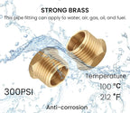 1/2 Inch NPT Male x 3/8 Inch NPT Female Brass Pipe Fitting, Hex Bushing, Reducer Adapter, Thread 0.75" OD to 0.625" ID, (10 Piece)