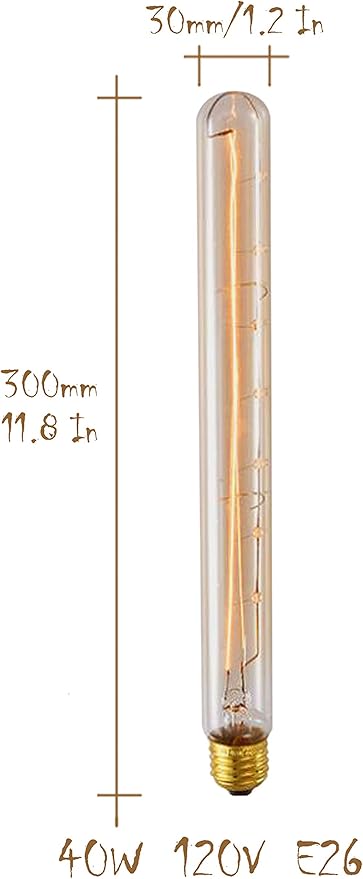 CTKcom T10/T300 40W Amber Vintage Edison Bulb， E26 Medium Base，2200K-2300K Tubular Bulb Nostalgic Tungsten Filament Antique Bulb Amber Glass for Industrial Wall Sconce Pendant Lighting-(4 Pack)