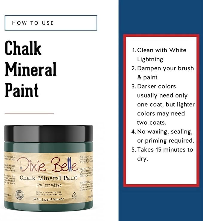 Dixie Belle Paint Company Chalk Finish Furniture Paint - Palmetto (16oz) - Matte Rich Green Chic Chalk Mineral DIY Furniture Paint