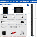 36" Expandable 16-20FT Black T304 Cable Railing Post Kit, Complete Cable Railing System with 5 Level Posts & 216ft 1/8" Wire Rope(No Handrail), Adjustable Length Easy DIY for Decks/Porch