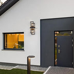 LamQee 20 Inch Modern Outdoor Wall Lights, Integrated LED 1000LM Exterior Lighting Fixture Dual Rectangle Outdoor Sconce, Black Metal Wall Mount Porch Light Outside Lamp for House Garage Door Patio