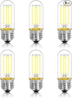 3.2 Inch 5000K Daylight White E26 LED Bulb 60 Watt Equal, AC 120V 600LM Edison Bulbs Dimmable, 6W T10 T30 Filament Light Bulbs Clear Glass for Fan Pendant Wall Light, UL Listed-6 Pack