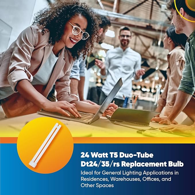 Technical Precision Replacement for Eiko Dt24/35/rs Light Bulb 24W / 27W Compact Fluorescent Bulb with 2-Pin 2G11 Base - T5 Duo-Tube Bulb - 13.75 Overall Length - 1 Pack