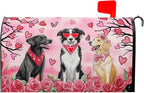 Kawani Valentine's Day Magnetic Mailbox Covers - Pink Rose Heart & Dog Designs, Standard Size 21x18 Inch, Perfect for Anniversary, Wedding, Garden & Yard Decor