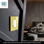 RIO SALTO Modern Metal Vibrant Yellow Gold Double Toggle Light Switch Cover Metal Decorative Toggle Switch Covers Wall Plate Outlet Cover Electric Socket Double Togle (Double Toggle 2-Gang)