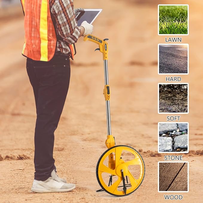 Zozen Professional Measure Wheel, with Brake & Handle Reset - Advanced Collapsible/Mechanical, Distance Measuring Wheel in Feet [Up To 10,000Ft], with Cloth Carrying Bag.