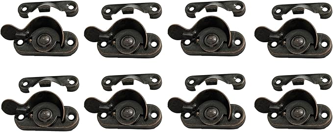 QCAA Steel Window Sash Lock, CTC 2", Antique Copper, 8 Pack, Made in Taiwan
