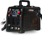 150A MIG Welder, 3-in-1 Synergic MIG Flux Core/MMA/TIG Welding Machine, 120V Portable IGBT Inverter with Large LED Display, 2T/4T/Spot Modes, Wire Feed 0.030"/0.035"