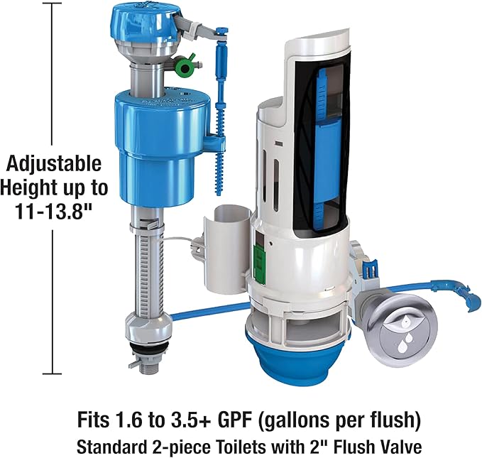 Danco HYR460 HyrdroRight Water-Saving Toilet Tank Repair Kit with Dual Flush Valve, Includes Dual Push Btton Handle in Chrome (Pack of 4)