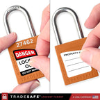 TRADESAFE Lockout Tagout Locks Set - 10 Orange Loto Locks, Lockout Locks Keyed Different, 2 Keys Per Lock, OSHA Compliant Lock Out Tag Out Padlocks, Safety Padlocks for Electrical Lockout Tag Out Kits