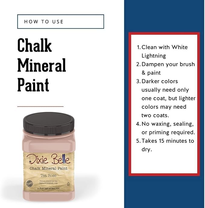 Dixie Belle Paint Company Chalk Finish Furniture Paint - Tea Rose (32oz) - Matte Muted Mauve Chic Chalk Mineral DIY Furniture Paint