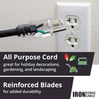 Iron Forge Cable 12 Gauge Extension Cord with Multiple Outlets - Black Heavy Duty Extension Cord 10 ft - 12/3 SJTOW, 3 Prong Lighted Outlet Cords