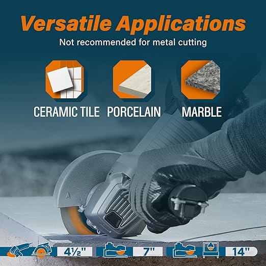 4-1/2" Continuous Rim Diamond Blade, Cutting Blade for Ceramic and Granite Tiles, Wet Cutting Blade, 4.5" x10mmx7/8-5/8 (3 Pack)