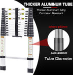 RIKADE Telescoping Ladder 12.5FT & Attic Ladder, Heavy Duty Aluminum with Non-Slip Feet, 330lb Capacity for RV, Attic, Roof & Multi-Surface Use
