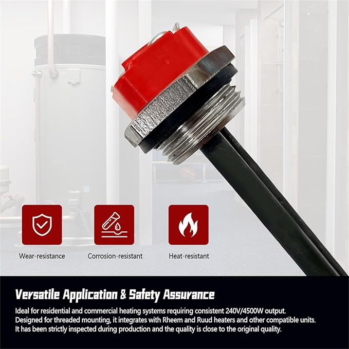 SP10869ML 240V 4500W Water Heater Element Fit for Rheem GE Ruud Heaters, Screw-In Resistor Element for 2NPH0613-0AO0 2NPH0811-0BB0 3PH2912-1AB0 3PH3003-1AA0