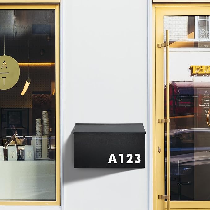 Dalmbox Wall-Mount Mailbox Large Mailbox for Post Rust-Proof Galvanized Steel Box for Outside or Townhouse Horizontal Style, Black, 15.7” x 4.3” x 9.4”