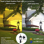 LIT-PaTH Dusk to Dawn Outdoor Post Lighting Fixture Pole Lantern, E26 Medium Base Max 60W, Aluminum Housing Plus Glass, Bulb Not Included (Black, 1-Pack)