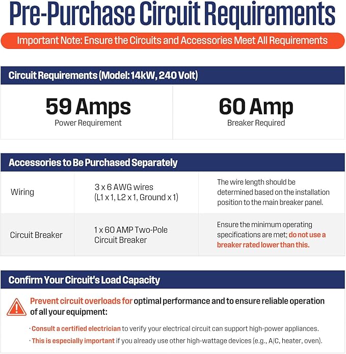 Westinghouse 14kW 240V Electric Tankless Water Heater, Compatible with Alexa & Google Home, ETL, IPX4, Gray