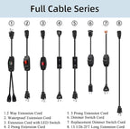 Black Outdoor Extension Cord, 26.2FT 1250W 10A, 18/3 SVT, 3-Prong Grounded Plugs, Waterproof Heavy-Duty Cable, Weather-Resistant Power Cable for Home, Garden, Workshop