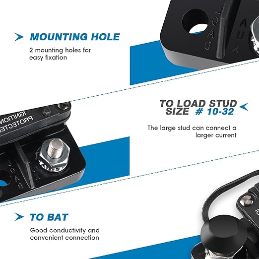 GLOSO Circuit Breaker 10 A E67 Mid Range Mini T1 Auto Reset, Compact Medium IP66, Marine Auto Truck (10 A)
