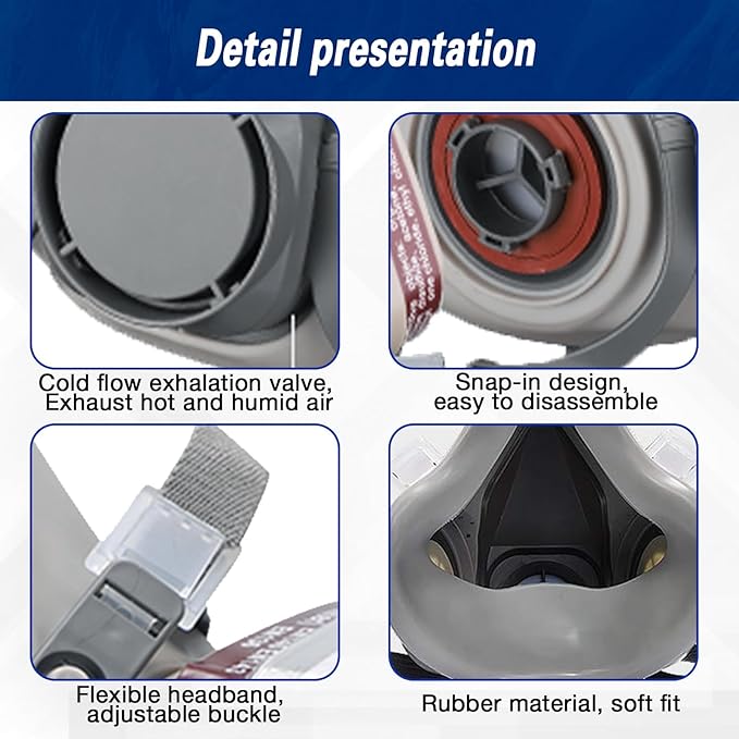 6200 Half Face Respirator Mask with Filters, Gas Mask Ideal for Painting, Woodworking, Sanding, Spraying