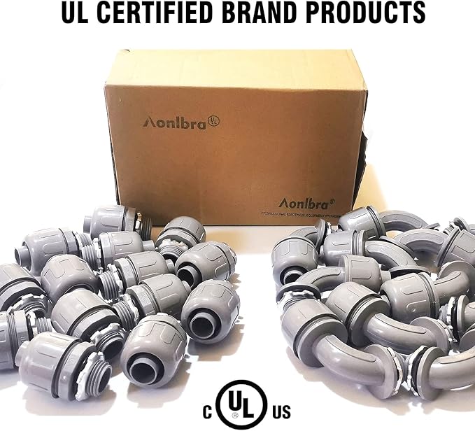 200Pack 1/2 Inch Liquid Tight Connector PVC Electrical Conduit Fittings Straight 180 Degree Flexible Conduit Connector for Home Kitchen Bathroom Tube Tool Supplies