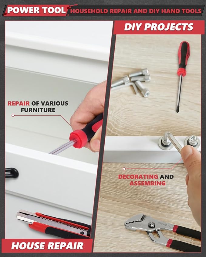 KINGTOOL Home Tool Set Kit - 286 PCS Home Auto Repair Tool Kit with Rolling Tool Box, Mechanic Tool Sets with 21V Max Cordless Power drill, Perfect for Homeowner, Diyer, Handyman