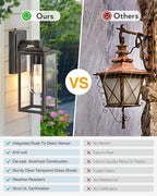 VIANIS Dusk to Dawn Exterior Wall Lights, Black Gold Modern Outdoor Wall Lighting Lantern, Waterproof Garage Lamp Sconce for House Patio, 100% Aluminum Front Porch Light Wall Mount Fixture, E26 Socket