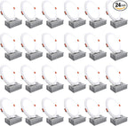 24 Pack 6 Inch Canless Recessed LED Ceiling Lights with Junction Box - 6000K Daylight , 1050LM High Brightness, 12W 110W Eqv, Ultra-Thin LED Recessed Lighting for Bedroom Kitchen Living Room Hallway