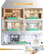 zouzai 3 Inch Gimbal Led Recessed Lighting, 360°+90° Adjustable Directional Recessed Lights, 2700K/3000K/3500K/4000K/5000K Dimmable Retrofit Eyeball Can Lights with Jbox,ETL (White, 12 Pack)