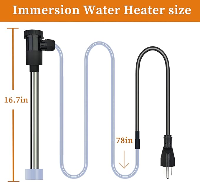 2000W Submersible Hot Tub and Pool Electric Portable Immersion Water Heater with WiFi Timer, and Auto Shut Off for Above Ground Pool, Bathtub, Swimming pool, Inflatable Pool & Baptism pool