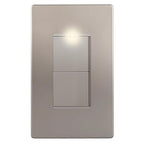 LIDER Minimalist Design Matte Finish Lighted Double Switch with Screwless Wall Plate, Combination Frameless Decorator Switch with Locator Light Ground Terminal Single Pole, 15A 120V, UL Listed, Nickel