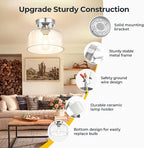 Semi Flush Mount Ceiling Light Silver, Clear Glass Pendant Lamp Shade, Modern Farmhouse Light Fixture for Hallway Corridor Kitchen Entryway Bedroom, Bulb Not Included