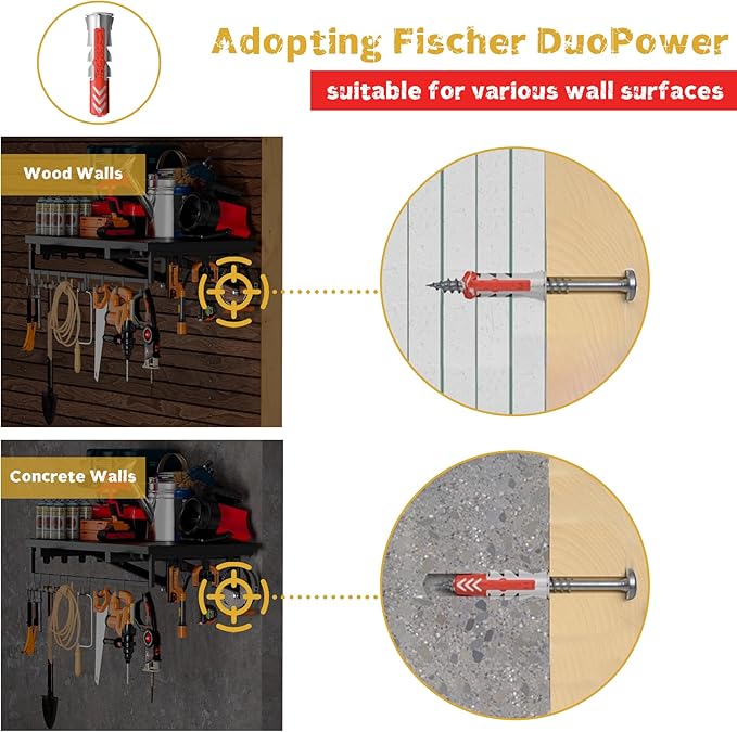 2pcs Garage Wall Shelving - 3.5*2FT Extra Large Heavy Duty Floating Shelves with 30 Hooks, Load Capacity 1102 Lbs, Hanging Garage Storage Rack, Tool Hanger Organizer Utility Rack, For Home, Workshop