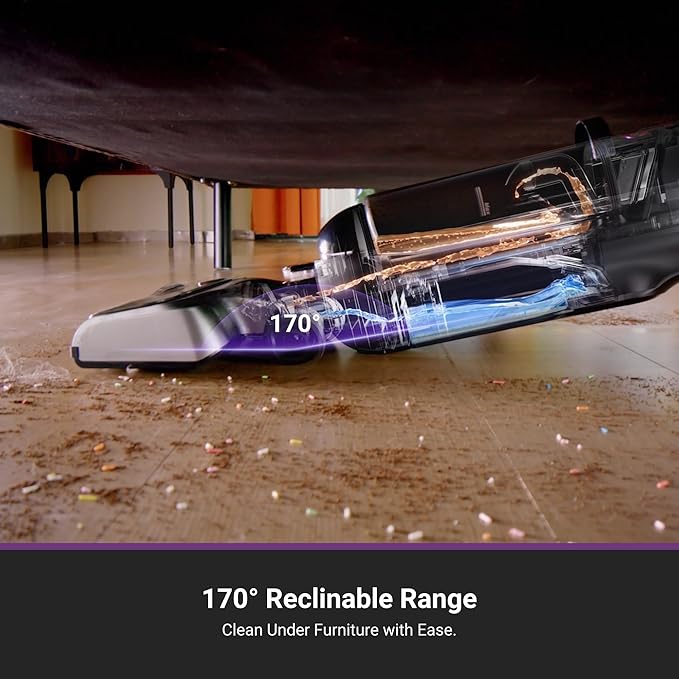 Eureka Cordless Wet Dry Cleaner, 170° Reclinable, Hot Air Drying Self Cleaning Vacuum and Mop Combo, Good for Hard Floors Pet Hair Sticky Messes, RapidWash 630, Purple