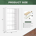 Greenvelly Metal Garage Storage Cabinet with 2 Doors & Adjustable Shelves, 72" Lockable Steel Tool Cabinet - White - (36" W x 18" D)