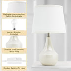 GyroVu Table Lamp Set of 2, 18.63” Ceramic Table Lamp Classic Beside Lamps Nightstand Lamp Modern Lamp for Living Room, Bedroom & Office Rocker Swtich Cream-LED Bulbs Included
