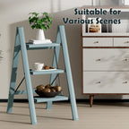 Taranta 3 Step Ladder,Aluminum Lightweight Folding 3 Step Stool with Anti-Slip Wide Pedal,330lbs Capacity Step Ladder for Household,Kitchen,Office - Serene Blue