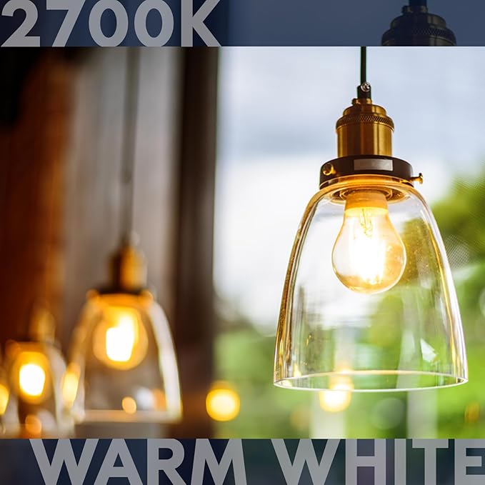 LUXRITE Vintage A19 LED Light Bulbs 60W Equivalent, 2700K Warm White Dimmable, 800 Lumens, Standard LED Edison Bulb 8W, UL Listed, E26 Base (4 Pack)