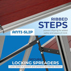 Step Ladder 4 Step Folding, Decorative - Beautiful Mahogany & Silver Aluminum, Ultra Slim Profile, Anti Slip Steps, Sturdy-Portable for Home, Office, Kitchen, Photography Use,by SORFEY