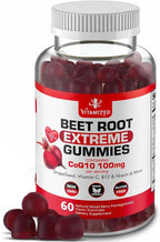 Extreme Beetroot Formula & COQ10 100mg with Grape Seed Extract, for Circulation Energy & Flow, 1500mg Beet Root Gummies Extract Gluten Free 60