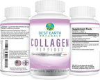 Best Earth Naturals Hydrolyzed Collagen Type I & III - Collagen Peptides Supplement for Women and Men to Support Hair, Skin, Nails, & Joints 30 Day Supply (30 Capsules)