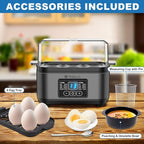 Electric Rapid Egg Cooker, 6 Egg Capacity for Hard Boiled Eggs, Poached Eggs, Scrambled Eggs, or Omelets Maker with Auto Shut Off (Gray)