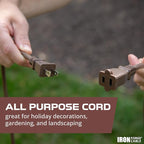 Iron Forge Cable 2 Prong Outdoor Extension Cord 25 ft, 16/2 SJTW 25 Foot Brown Extension Cord, Weatherproof - Great for Outdoor Lights, Deck, Patio