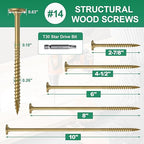 10 Inch Heavy-Duty Outdoor Deck Screws, 50Pcs Star Drive Decking Wood Screws, Rust Resistant Timber Screws for Timber/Log/Landscaping Wood (#14 x 10 Tan)