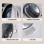 Auertech 12lbs Portable Dryer for Apartment Laundry, Portable Clothes Dryer with 6 Drying Modes, LED Control Panel, Stainless Tub, Mini Compact Dryer for Apartment, RVs, Dorms