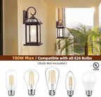 Bronze Outdoor Wall Lanterns Aluminum Anti-Rust Porch Lights 2-Pack, Exterior Light Fixtures IP65 Waterproof Clear Glass Brown Outdoor Sconces Lamps Wall Mount, Oil Rubbed Bronze