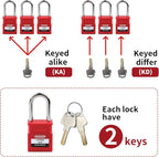 Lockout Tagout Locks - 5 Pack Yellow Loto Locks, Keyed Alike Padlock OSHA Compliant Lock Out Tag Out Lock, Safety Padlocks for Electrical Lockout Tag Out Kits