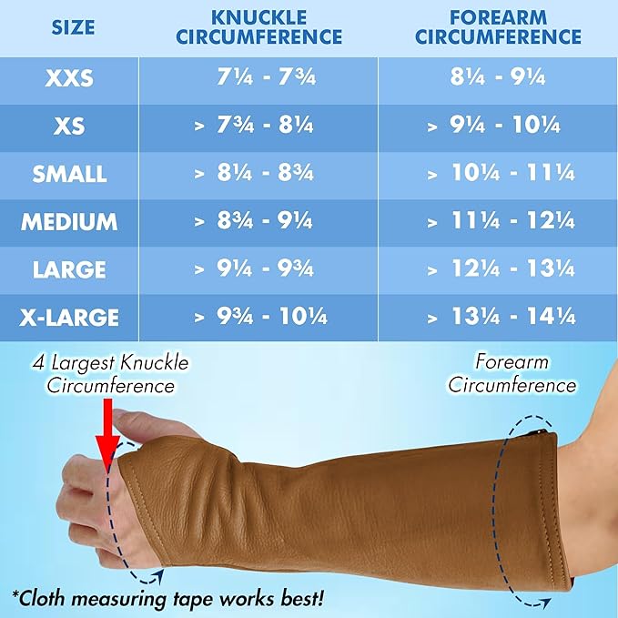 Arm Chaps Leather Protective Sleeves Arm Guard - Prevent Cuts, Scratches & Bruises - Genuine Cowhide - Ideal for Gardening & Construction - Left & Right Form-Fitting. Brown (1 Pair/XX-Small).